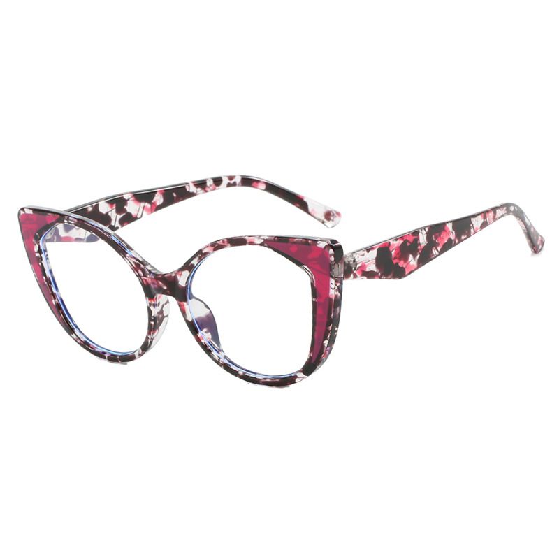 Fashion Order Tea Powder Tortoise Shell Noodles And Rose Red Cat Eye Color Matching Large Frame Flat Mirror