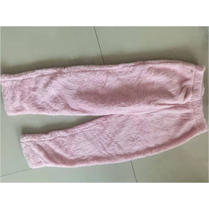 Fashion Pink Pants Flannel Colorblock Trousers