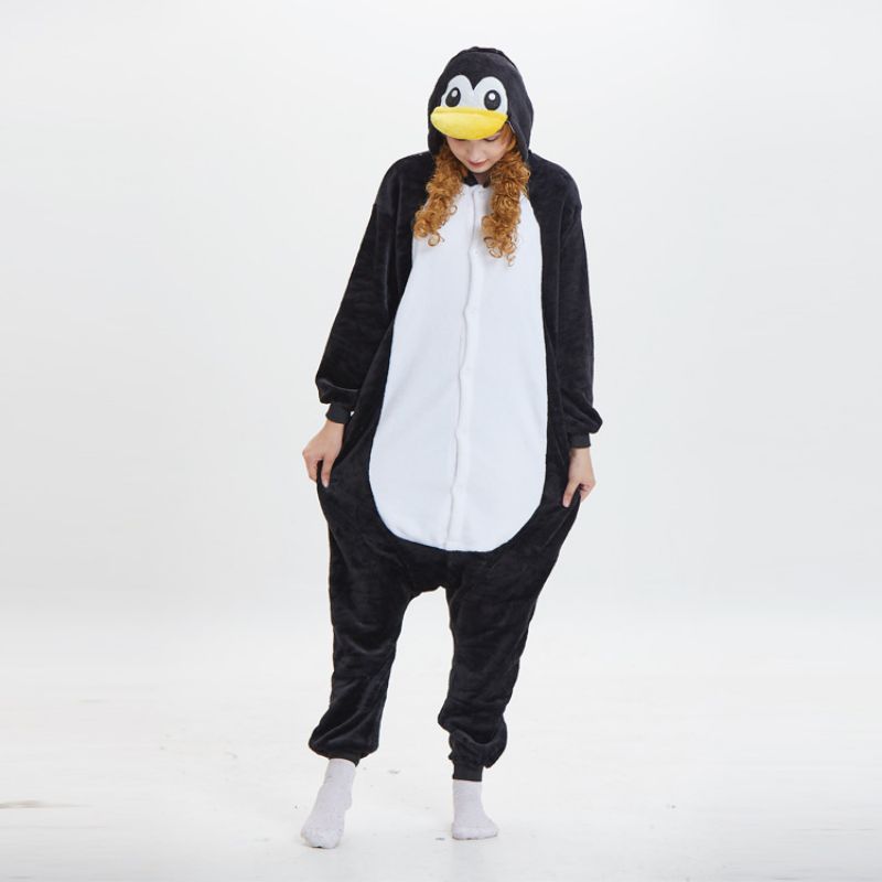 Fashion Penguin Flannel Cartoon One Piece Pajamas
