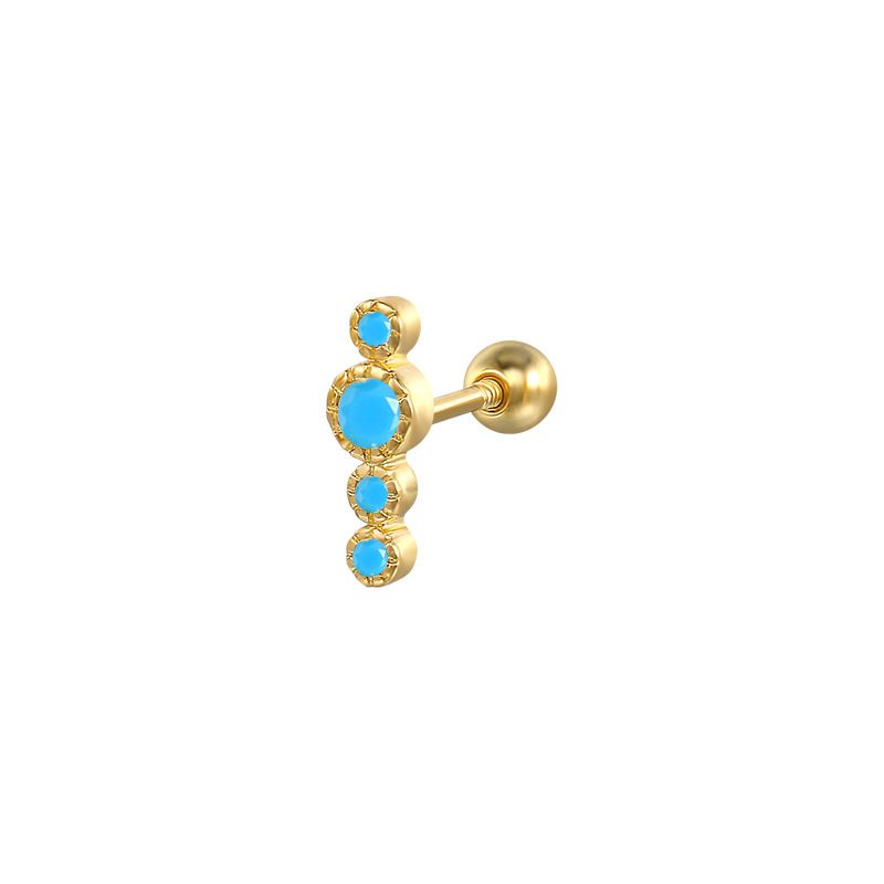 Fashion Gold-single-turquoise Diamond Metal Diamond-encrusted Geometric Piercing Nails (single)
