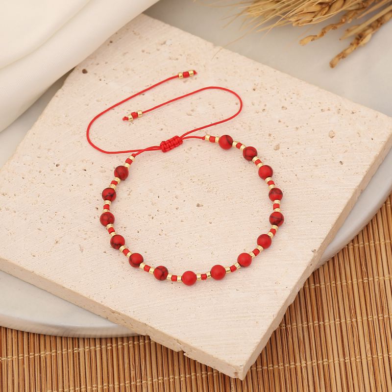 Fashion 6#red Rice Beads Round Bead Braided Bracelet