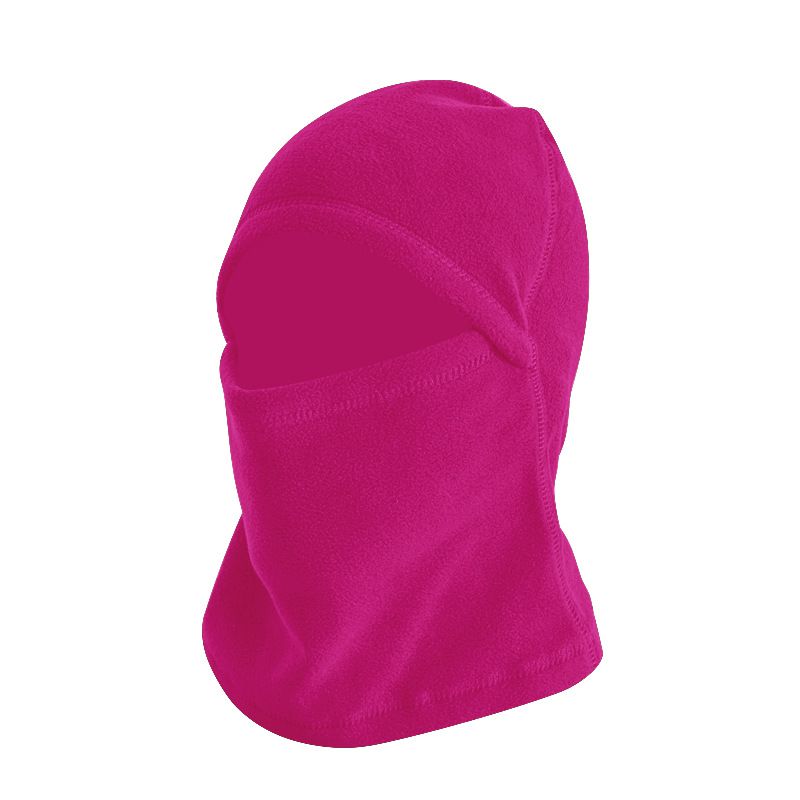 Fashion Rose Red Polyester Polar Fleece Solid Color Scarf All-in-one Face Mask Hood