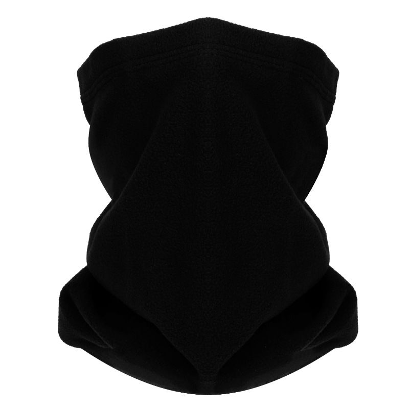 Fashion Black Polar Fleece Solid Color Neck Gaiter Integrated Mask