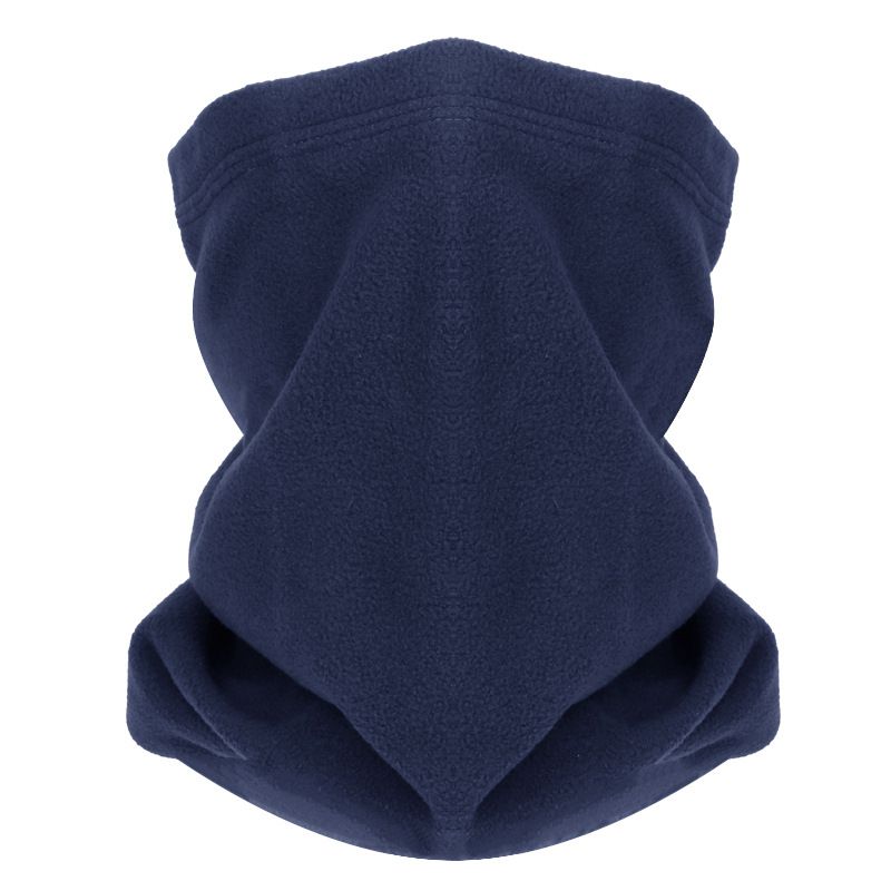 Fashion Navy Blue Polar Fleece Solid Color Neck Gaiter Integrated Mask