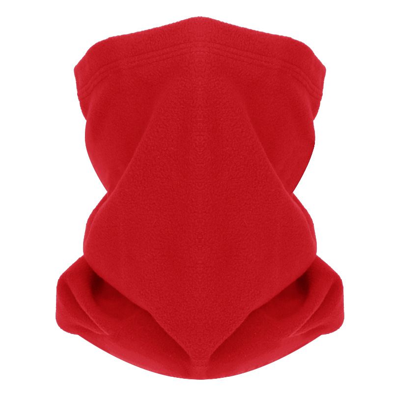 Fashion Bright Red Polar Fleece Solid Color Neck Gaiter Integrated Mask