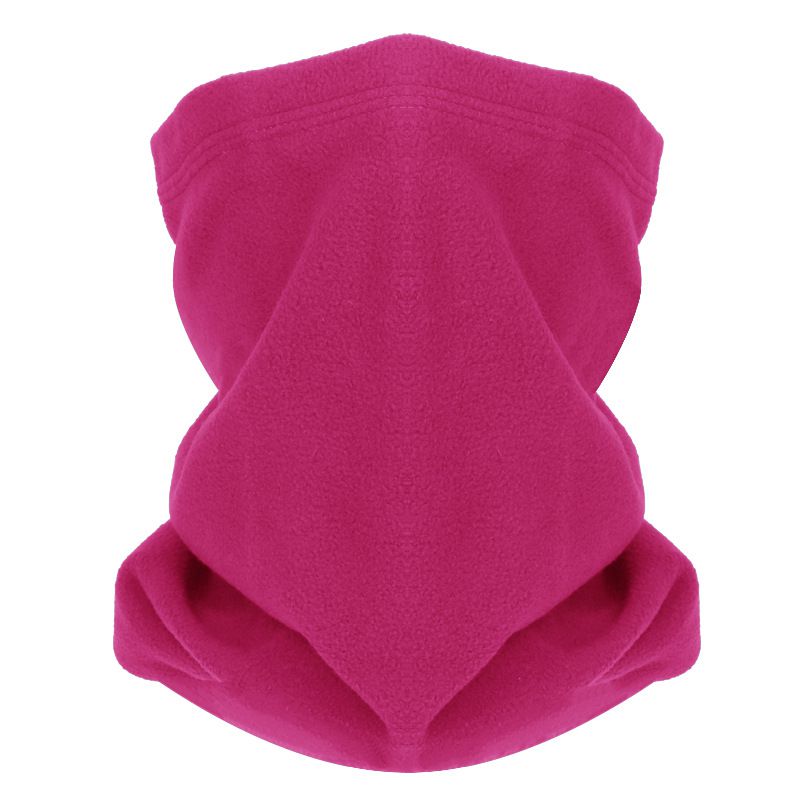 Fashion Rose Red Polar Fleece Solid Color Neck Gaiter Integrated Mask