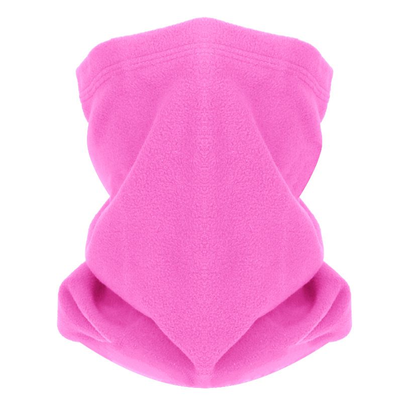 Fashion Pink Polar Fleece Solid Color Neck Gaiter Integrated Mask