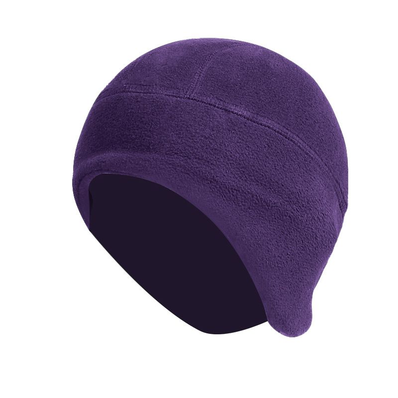Fashion Purple Polar Fleece Solid Color Ear Protective Hood