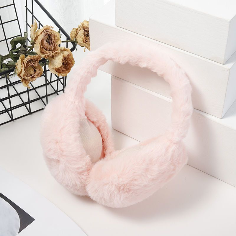 Fashion Solid Pink Plush Solid Color Earmuffs