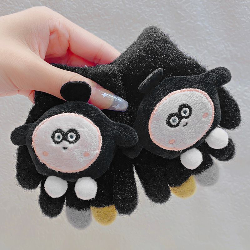 Fashion 1# Black Knitted Cartoon Eggman Children's Mittens