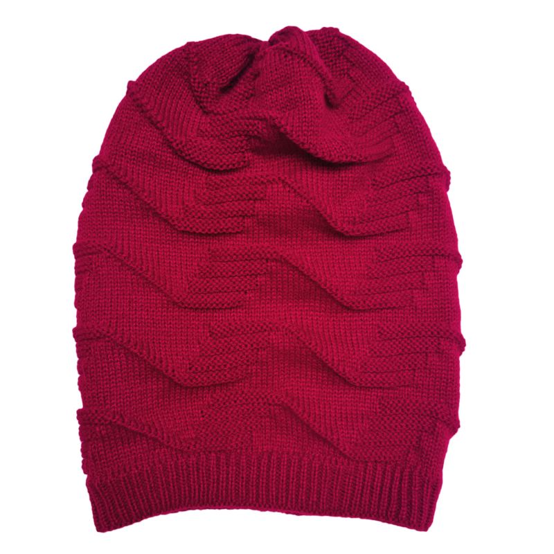 Fashion Date Red Wool Knitted Pleated Beanie