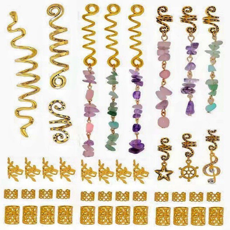 Fashion As Shown In The Picture There Are 44 Pieces In A Set Of Gold 8# Geometric Gravel Five-pointed Star Braided Hair Button Set