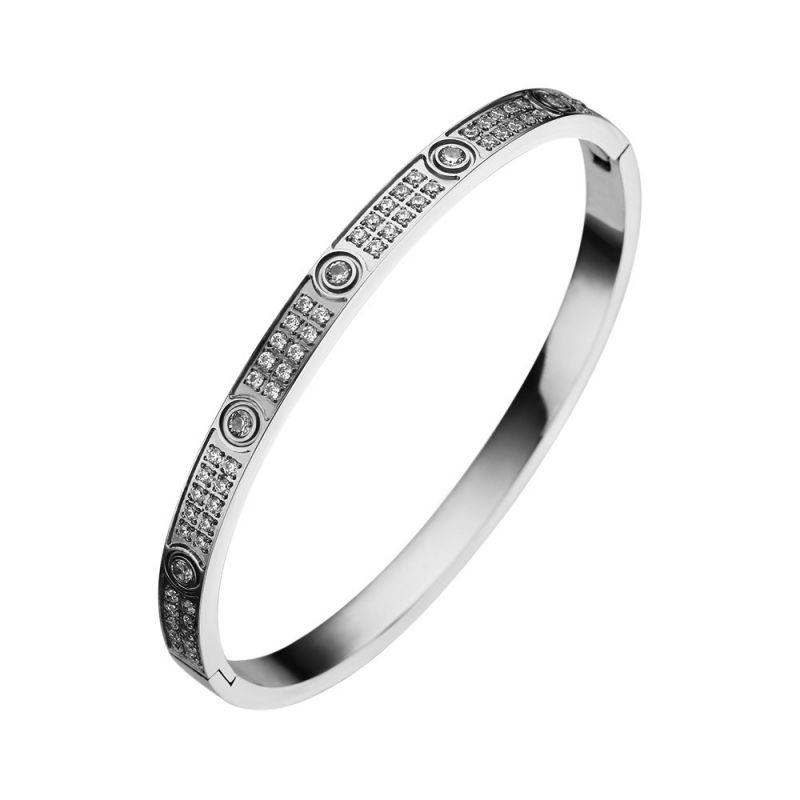 Fashion Steel Color Titanium Steel Diamond Geometric Bracelet