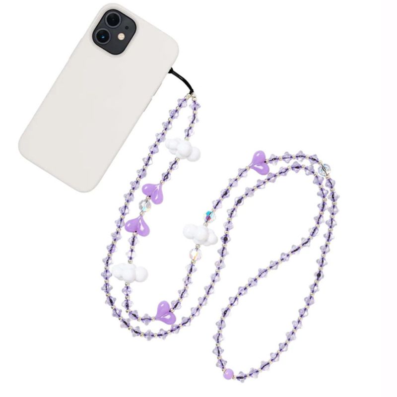 Fashion Purple Geometric Crystal Beaded Love Cloud Mobile Phone Chain