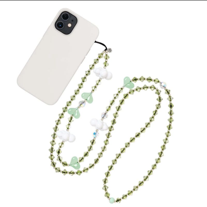 Fashion Green Geometric Crystal Beaded Love Cloud Mobile Phone Chain