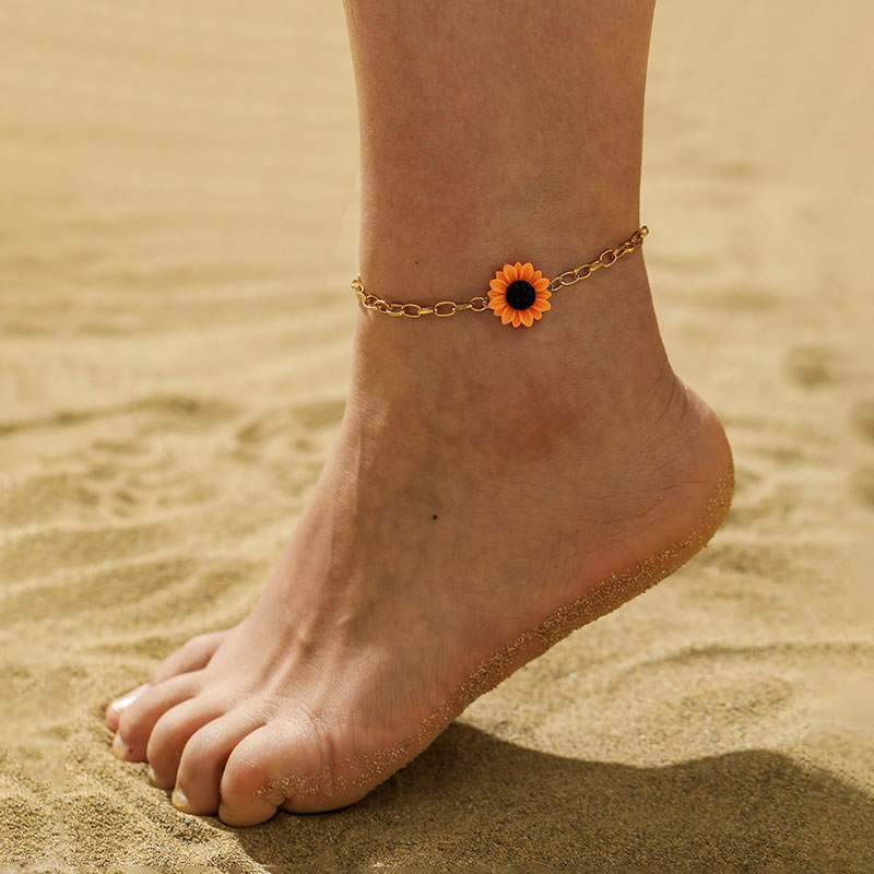 Fashion Gold Alloy Sunflower Anklet