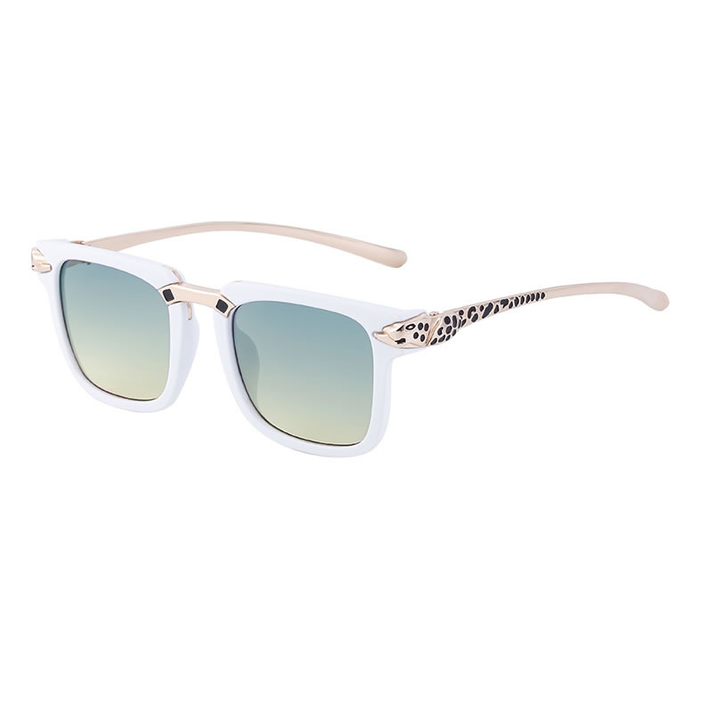 Fashion White Gold Above Green Below Yellow Pc Square Large Frame Sunglasses