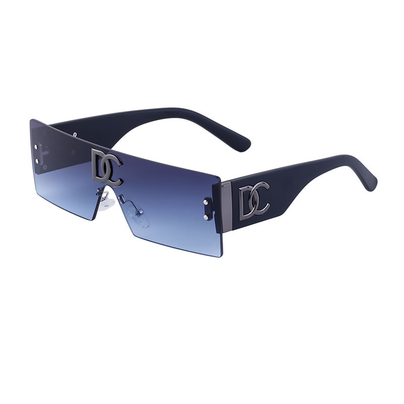 Fashion Sand Black Gun Gray Blue Pc Square Frameless One-piece Sunglasses