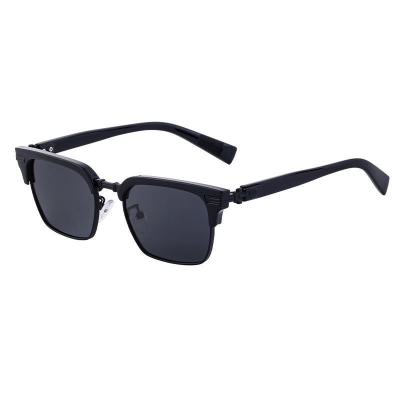 Fashion Bright Black Black All Gray Large Square Frame Sunglasses
