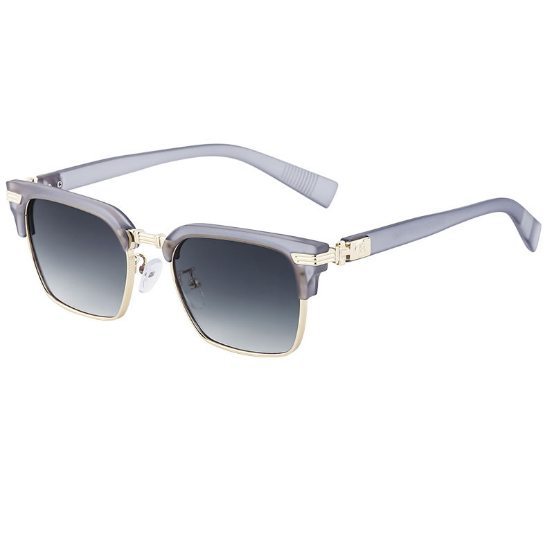 Fashion Sand Through Gray Gold Gradient Gray Large Square Frame Sunglasses