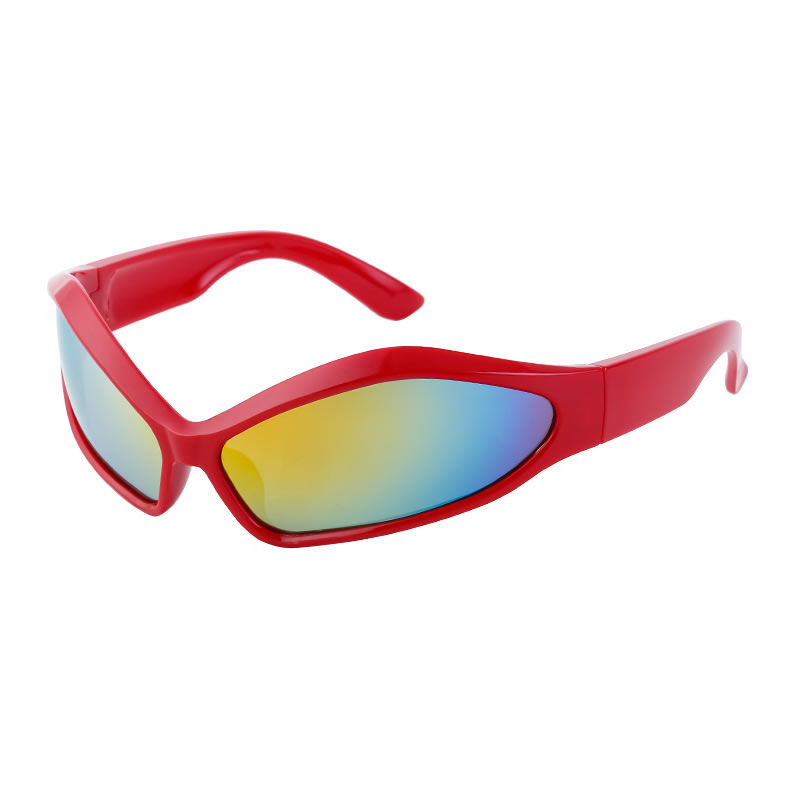 Fashion Red Frame Red Film Pc Special-shaped Irregular Sunglasses