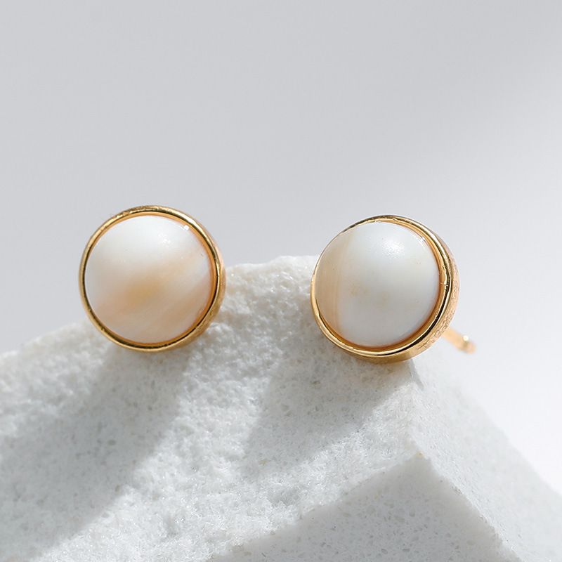 Fashion 2# Gold-plated Copper Geometric Round Stud Earrings