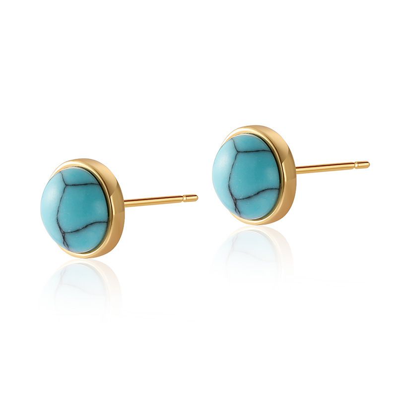 Fashion 3# Gold-plated Copper Geometric Round Stud Earrings