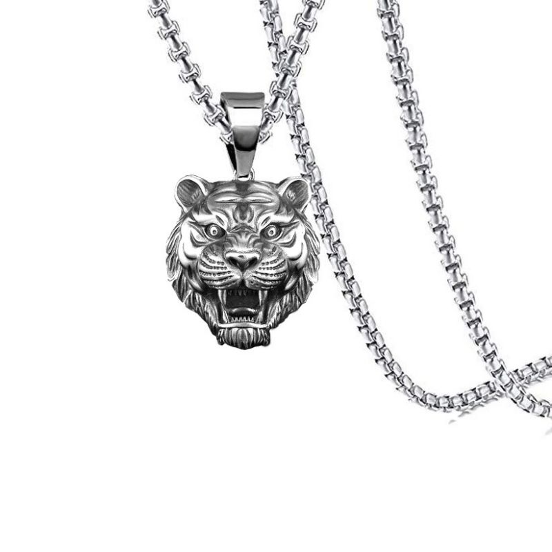 Fashion Tiger + Stainless Steel Chain Stainless Steel Geometric Tiger Necklace