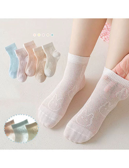 Fashion Simple Rabbit [spring And Summer Mesh 5 Pairs] Cotton Printed Breathable Mesh Kids Socks