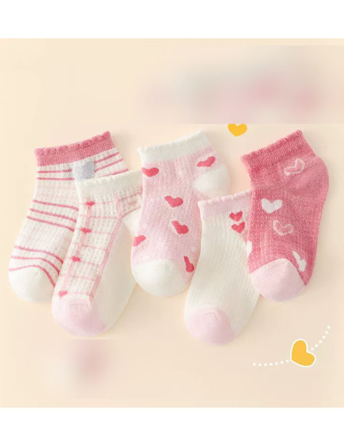 Fashion Lace Love [spring And Summer Mesh 5 Pairs] Cotton Printed Breathable Mesh Kids Socks