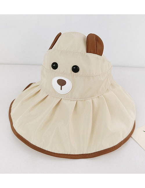 Fashion Empty Big Hat Brim - Brown Bear [send Windproof Rope] Polyester Print Sun Hat