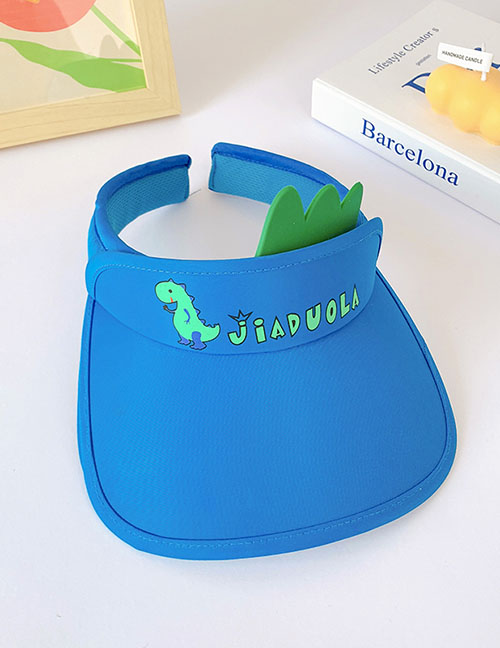 Fashion Pull Headband - Blue Dinosaur Pc Printing Empty Top Big Brim Sun Hat