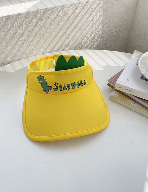 Fashion Pull Headband - Yellow Dinosaur Pc Printing Empty Top Big Brim Sun Hat