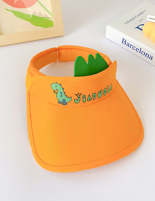 Fashion Pull Headband - Orange Dinosaur Pc Printing Empty Top Big Brim Sun Hat