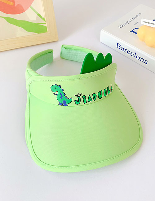 Fashion Pull Headband - Mint Green Dinosaur Pc Printing Empty Top Big Brim Sun Hat