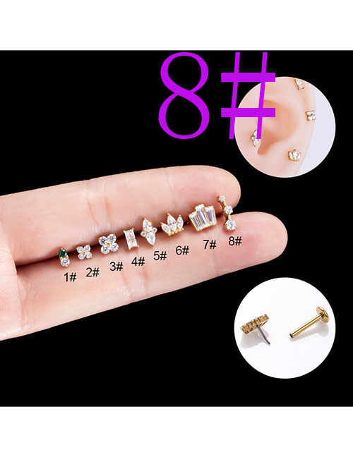 Fashion Gold 8# Titanium Steel Diamond Geometric Lip Nail