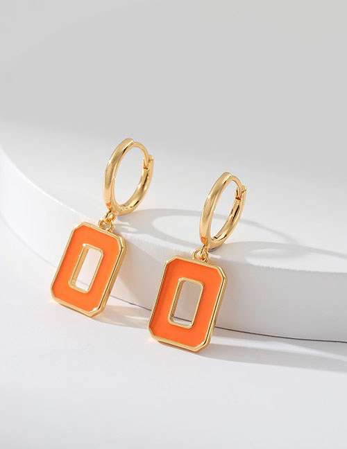 Fashion Orange Pure Copper Cube Oil Drip Earrings Earrings
