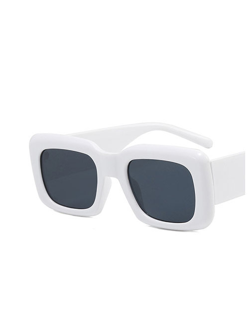 Fashion Solid White Gray Flakes Pc Square Large Frame Sunglasses