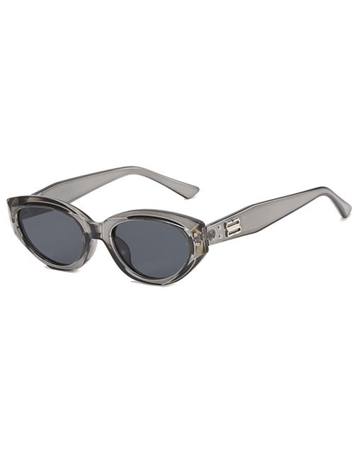 Fashion Transparent Gray Flakes Ac Narrow Frame Cat Eye Small Frame Sunglasses