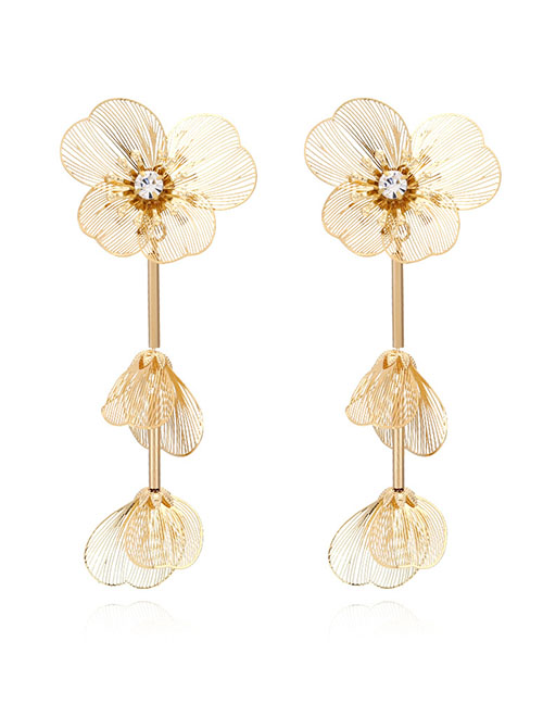 Fashion Gold Metal Flower Earrings