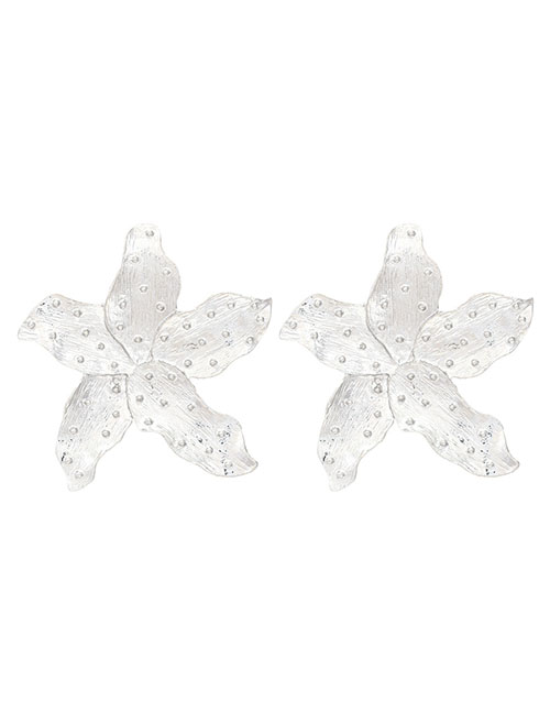 Fashion White K Alloy Flower Stud Earrings