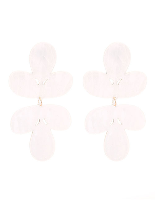 Fashion White Acrylic Leaf Earrings