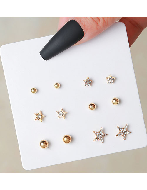 Fashion 11# Geometric Diamond Star Earring Set