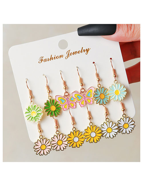 Fashion 2# Alloy Drip Oil Flower Butterfly Earring Set