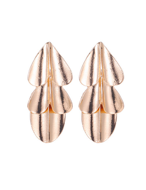 Fashion Rose Gold Alloy Geometric Heart Stud Earrings