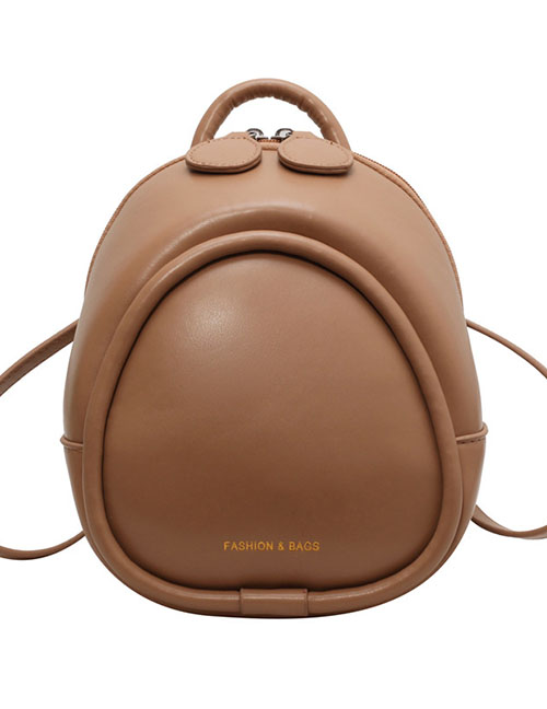 Fashion Khaki Pu Large -capacity Backpack