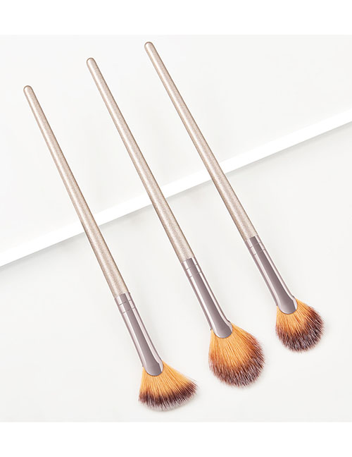 Fashion Apricot 3pcs Makeup Brush Set Highlight Brush Extra Powder Brush Fan Brush New