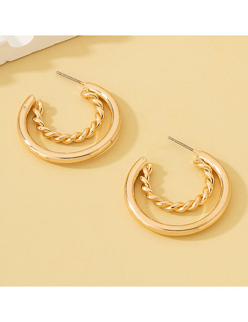 Fashion Gold Alloy Geometric Twist Half Hoop Earrings
