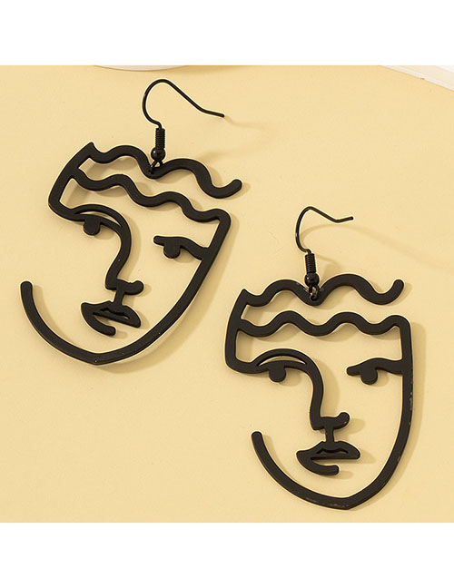 Fashion Black Alloy Abstract Face Earrings