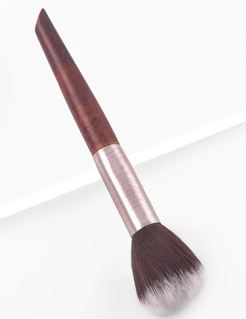 Fashion Wood Color Single Makeup Brush Blush Loose Powder Fan Shape Makeup Tools